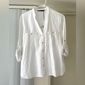 Zara top button down v neck XS extra small
